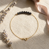 Bracciale - Perla coltivata d'acqua dolce - Diametro 3-4 mm Nera Tahiti - Oro giallo