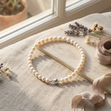 Bracciale - Perle coltivate d'acqua dolce - Semitonde 5-6 mm Bianco - Gioielli da donna - Argento 925 millesimi