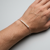 Bracciale - Perla coltivata d'acqua dolce - Diametro 3-4 mm Oro bianco-bianco