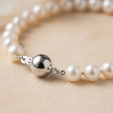 Bracciale - Perle coltivate d'acqua dolce - Semitonde 5-6 mm Bianco - Gioielli da donna - Argento 925 millesimi