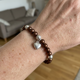 Bracciale portafortuna - Perla d'acqua dolce - Rotonda 5-6 mm Cioccolato