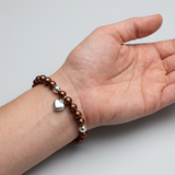 Bracciale portafortuna - Perla d'acqua dolce - Rotonda 5-6 mm Cioccolato