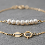 Bracciale - 7 Perle Coltivate Diametro 3-4 mm Bianco - Oro Giallo