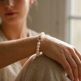 Bracciale - Perle coltivate d'acqua dolce - Semitonde 8-9 mm Bianco naturale - Gioielli da donna - Argento 925 millesimi