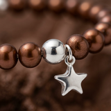 Bracciale portafortuna - Perla d'acqua dolce - Rotonda 5-6 mm Cioccolato