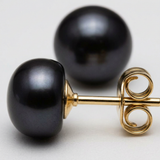 Orecchini in oro e perla semirotonda nera | Noelyse