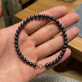 Bracciale - Perle coltivate d'acqua dolce - Semirotonde 5-6 mm Nero Tahiti - Argento