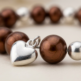 Bracciale portafortuna - Perla d'acqua dolce - Rotonda 5-6 mm Cioccolato