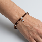 Bracciale portafortuna - Perla d'acqua dolce - Rotonda 5-6 mm Cioccolato