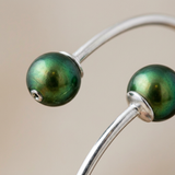 Bracciale - Perle Coltivate D'acqua Dolce Diametro 9-10 mm Verde Intenso - Argento Sterling 925