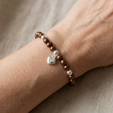 Bracciale portafortuna - Perla d'acqua dolce - Rotonda 5-6 mm Cioccolato