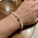 Bracciale - Perle coltivate d'acqua dolce - Semitonde 5-6 mm Bianco - Gioielli da donna - Argento 925 millesimi