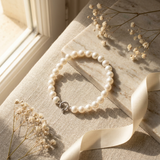 Bracciale - Perle coltivate d'acqua dolce - Semitonde 8-9 mm Bianco naturale - Gioielli da donna - Argento 925 millesimi