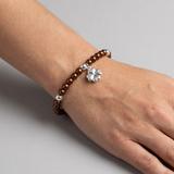 Bracciale portafortuna - Perla d'acqua dolce - Rotonda 5-6 mm Cioccolato