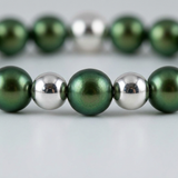 Bracciale Portafortuna - Perla d'acqua dolce - Rotonda 5-6 mm Verde intenso