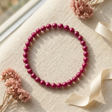 Bracciale portafortuna - Perla d'acqua dolce - Rotonda 5-6 mm Rosso ciliegia