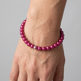 Bracciale portafortuna - Perla d'acqua dolce - Rotonda 5-6 mm Rosso ciliegia