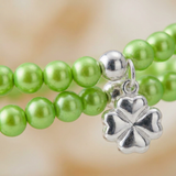 Bracciale Portafortuna - Perla d'acqua dolce - Rotonda 5-6 mm Verde tonico