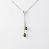 Collana Toi &amp; Moi 2 Perle Coltivate 7-8 mm Verde-Argento intenso