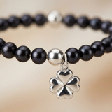 Bracciale portafortuna - Perla d'acqua dolce - Rotonda 5-6 mm Nera Tahiti