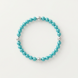 Bracciale portafortuna - Perla d'acqua dolce - Rotonda 5-6 mm Blu turchese