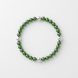 Bracciale Portafortuna - Perla d'acqua dolce - Rotonda 5-6 mm Verde intenso