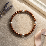 Bracciale portafortuna - Perla d'acqua dolce - Rotonda 5-6 mm Cioccolato