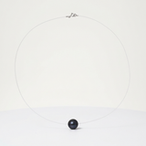 Collana- Perla coltivata- Diametro 9-10 mm Nera Tahiti- Argento