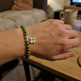 Bracciale Portafortuna - Perla d'acqua dolce - Rotonda 5-6 mm Verde intenso