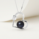 Collana in argento e perle nere