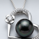 Collana in argento e perle nere