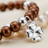 Bracciale portafortuna - Perla d'acqua dolce - Rotonda 5-6 mm Cioccolato