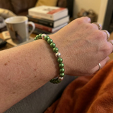 Bracciale Portafortuna - Perla d'acqua dolce - Rotonda 5-6 mm Verde intenso