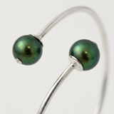 Bracciale - Perle Coltivate D'acqua Dolce Diametro 9-10 mm Verde Intenso - Argento Sterling 925