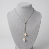 Collana in argento Toi &amp; Moi con 2 perle coltivate d'acqua dolce rosa naturali - Diametro 7-8 mm