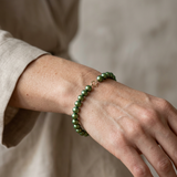 Bracciale Portafortuna - Perla d'acqua dolce - Rotonda 5-6 mm Verde intenso