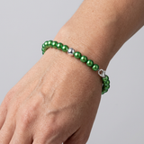 Bracciale Portafortuna - Perla d'acqua dolce - Rotonda 5-6 mm Verde intenso