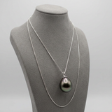 Eccezionale: collana in argento e vera perla di Tahiti 8-9 mm