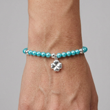 Bracciale portafortuna - Perla d'acqua dolce - Rotonda 5-6 mm Blu turchese