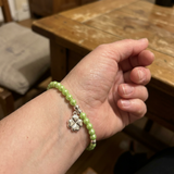 Bracciale Portafortuna - Perla d'acqua dolce - Rotonda 5-6 mm Verde tonico