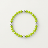Bracciale Portafortuna - Perla d'acqua dolce - Rotonda 5-6 mm Verde tonico