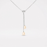 Collana in argento Toi &amp; Moi con 2 perle coltivate d'acqua dolce rosa naturali - Diametro 7-8 mm