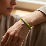 Bracciale Portafortuna - Perla d'acqua dolce - Rotonda 5-6 mm Verde tonico
