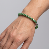 Bracciale Portafortuna - Perla d'acqua dolce - Rotonda 5-6 mm Verde intenso