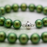 Bracciale Portafortuna - Perla d'acqua dolce - Rotonda 5-6 mm Verde intenso