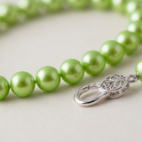 Bracciale Portafortuna - Perla d'acqua dolce - Rotonda 5-6 mm Verde tonico