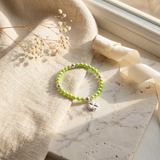 Bracciale Portafortuna - Perla d'acqua dolce - Rotonda 5-6 mm Verde tonico