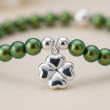 Bracciale Portafortuna - Perla d'acqua dolce - Rotonda 5-6 mm Verde intenso