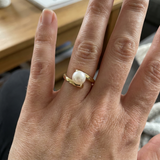Anello- Perle Coltivate- Rotonde 8-9 mm Bianco- Oro Giallo