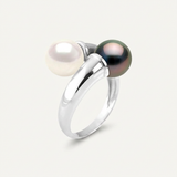 Anello Toi &amp; Moi in argento e perla di Tahiti e coltivata